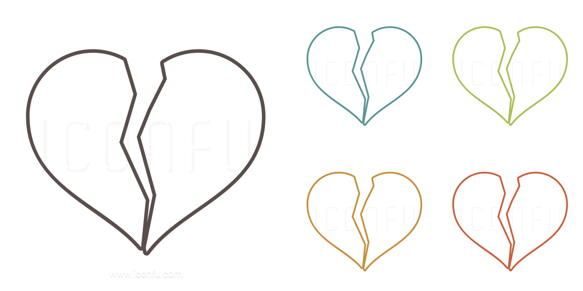 Heart Broken Icon - Outline Style - Iconfu