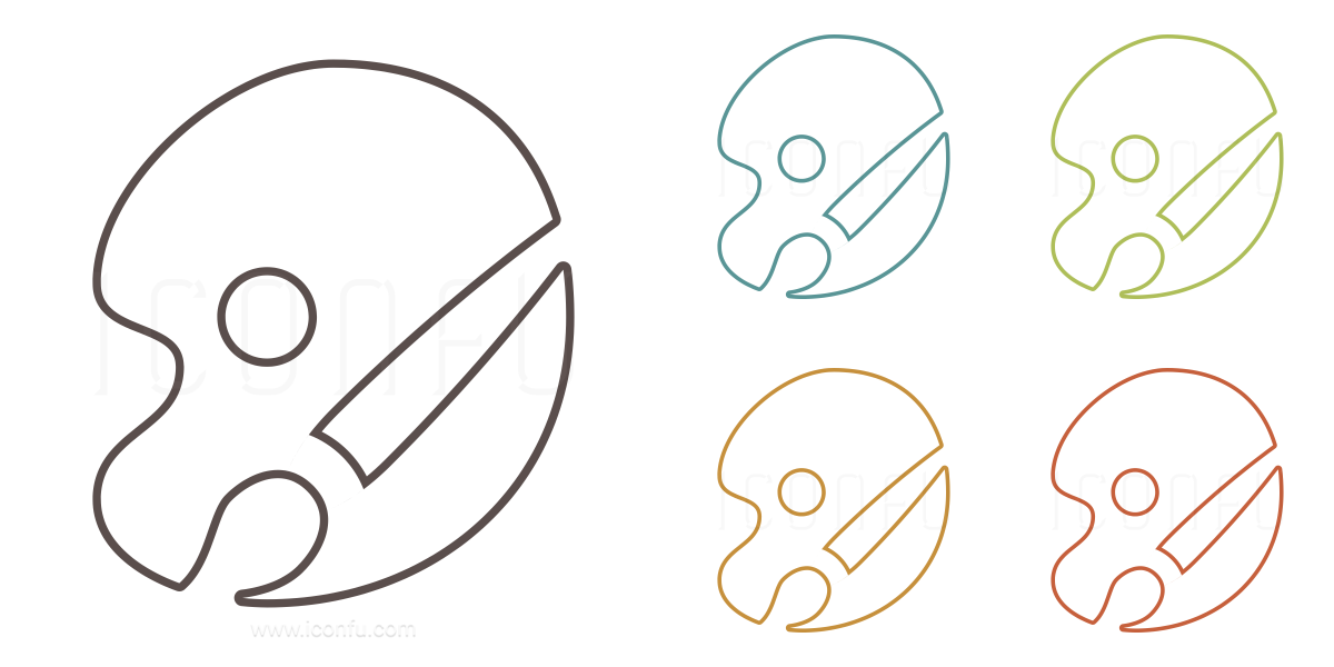 Painters Palette Brush Icon Paper Collection Outline Style Painters Palette Brush Icon Paper Collection Outline Style