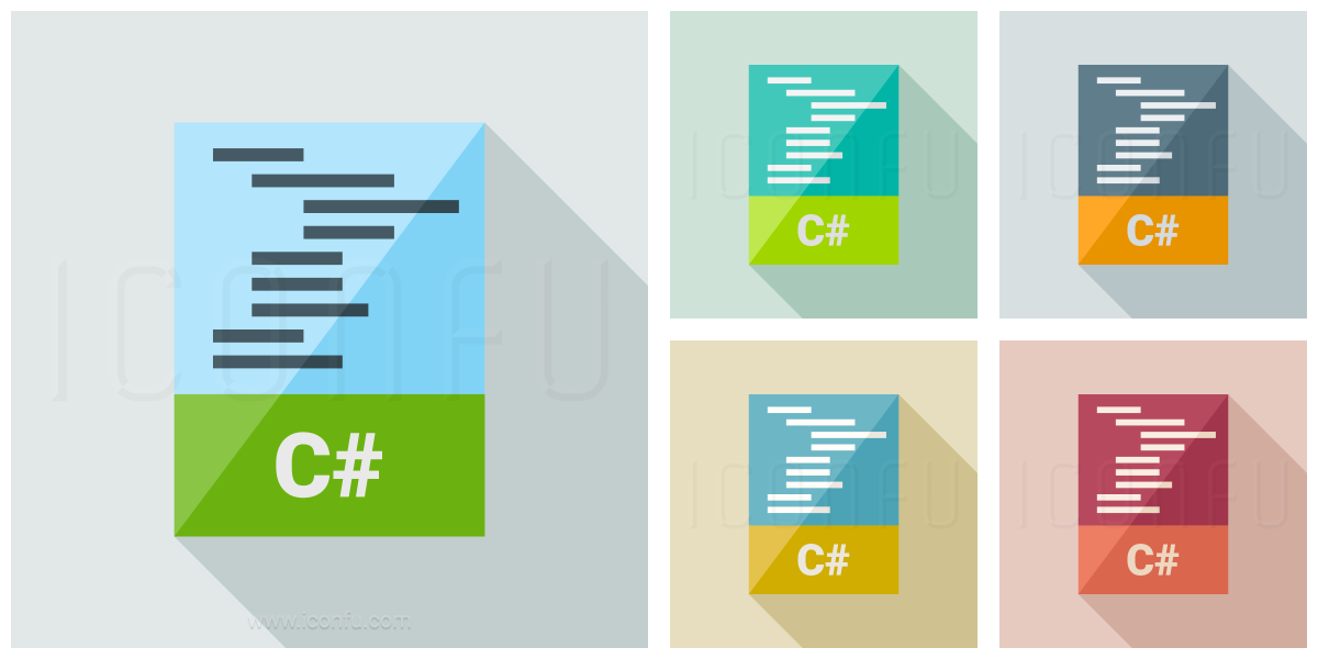 Code Csharp Icon Long Shadow Style Iconfu