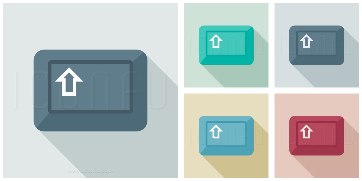Keyboard Key Shift Icon - Long Shadow Style - Iconfu