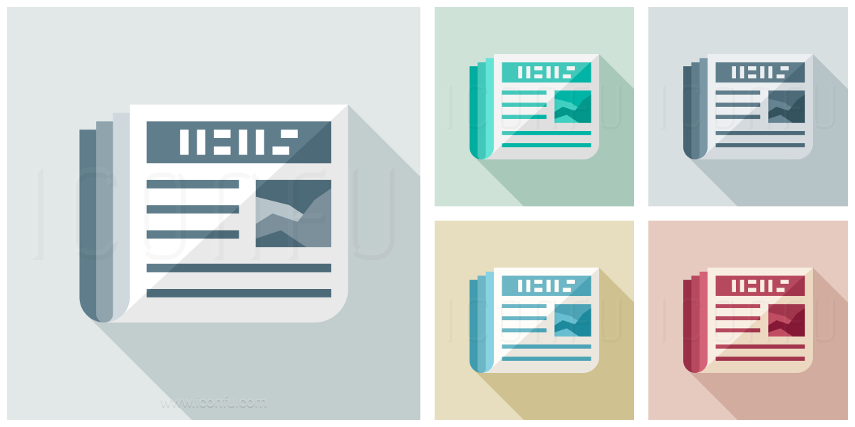 Newspaper Icon - Long Shadow Style - Iconfu