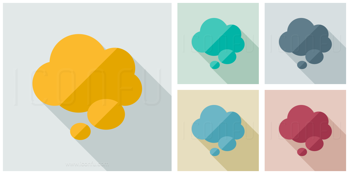 Thought Icon - Long Shadow Style - Iconfu