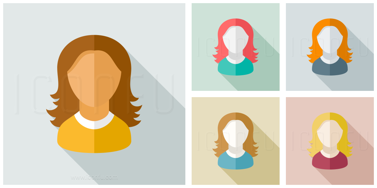 Woman Icon - Long Shadow Style - Iconfu