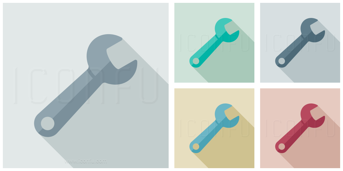 Wrench Icon - Long Shadow Style - Iconfu