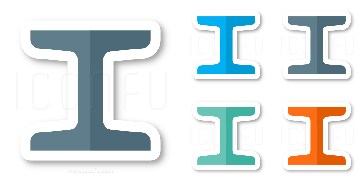 I Beam Icon - Sticker Style - Iconfu