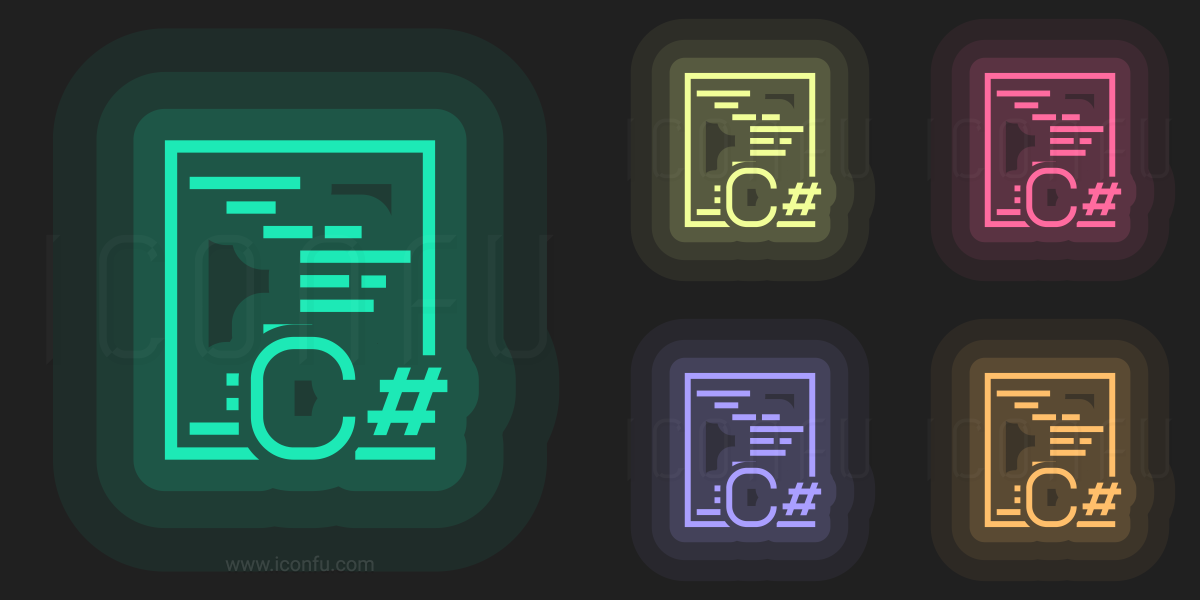 Code Csharp Icon Neon Style Iconfu