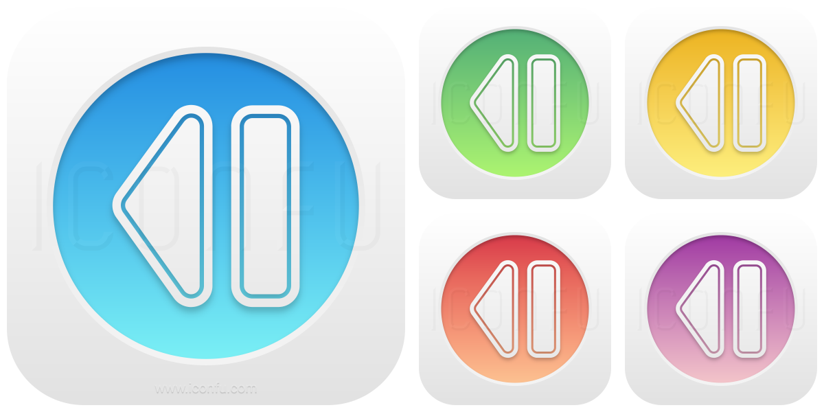 Media Step Back Icon Glow Button Style Iconfu