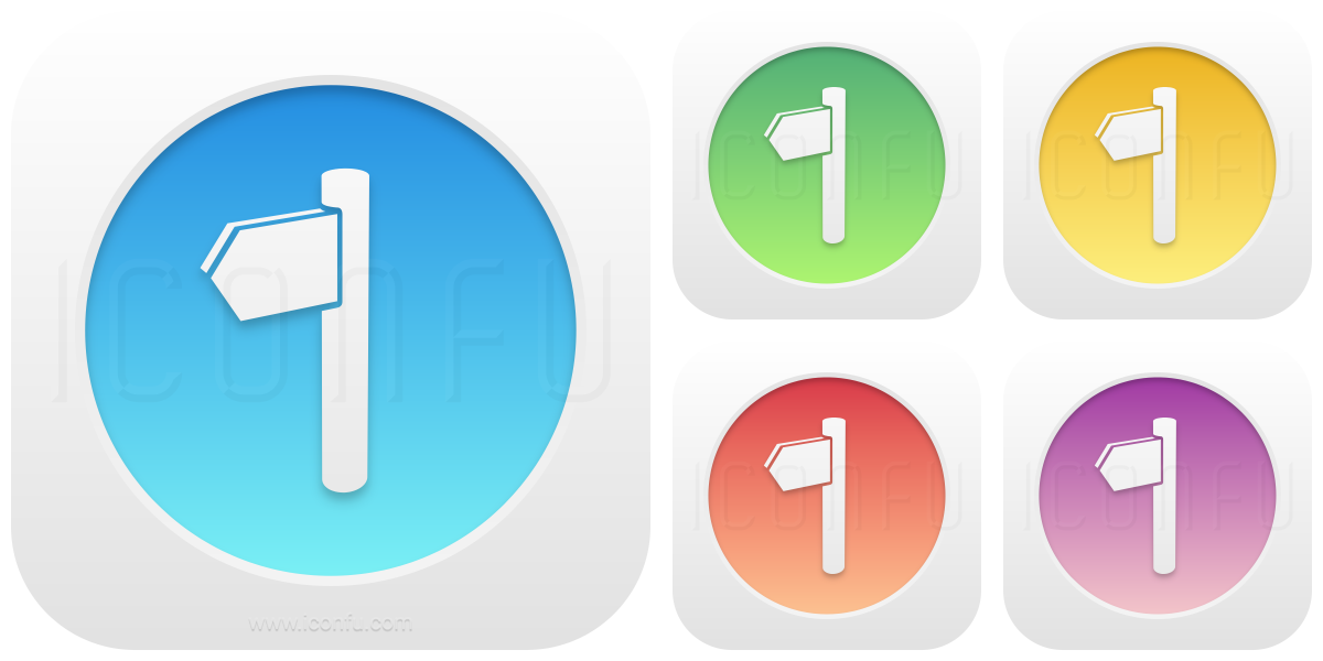 Signpost Icon - Glow Button Style - Iconfu