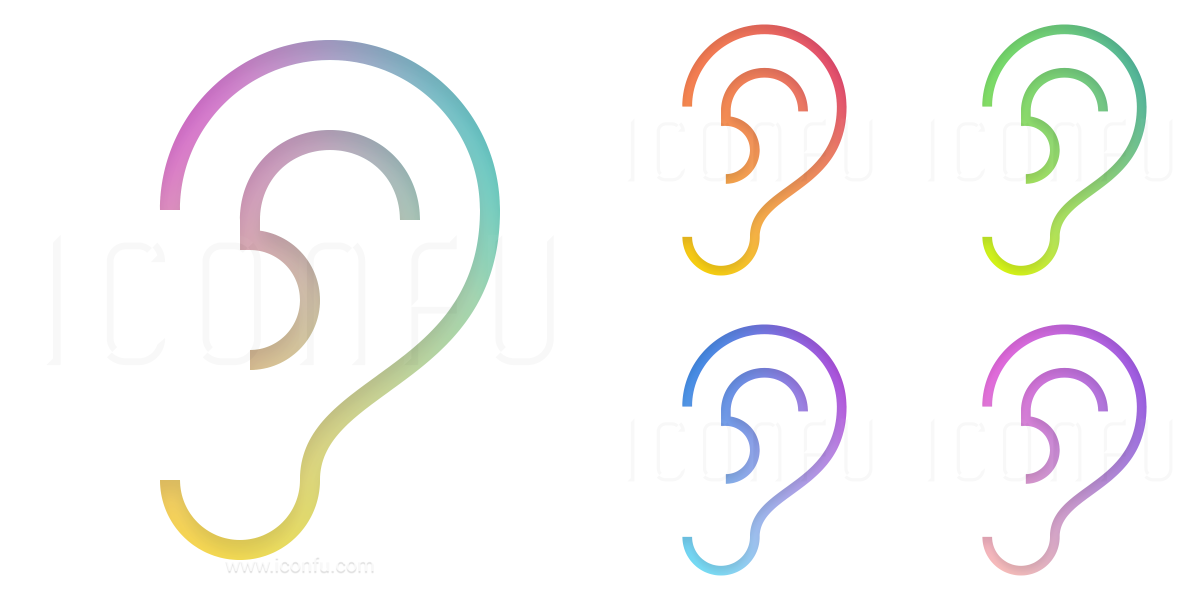 Ear Icon - Gradient Color Style - Iconfu