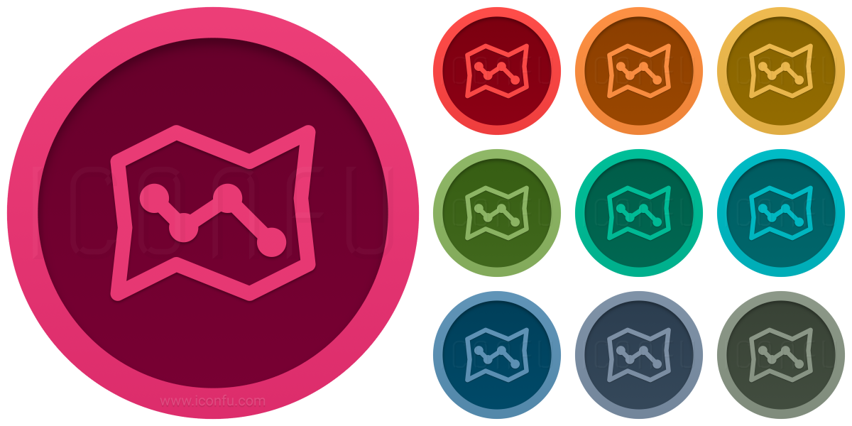 Map Route Icon Round Style Iconfu